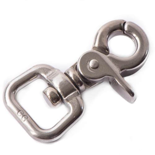 Stainless Steel 65 mm - ⧄ 20 mm Swivel eye Clip Carabiner - 20 Pieces